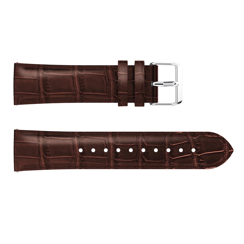  Äkta Läder Armband Krokodil Textur - Brun (22mm)