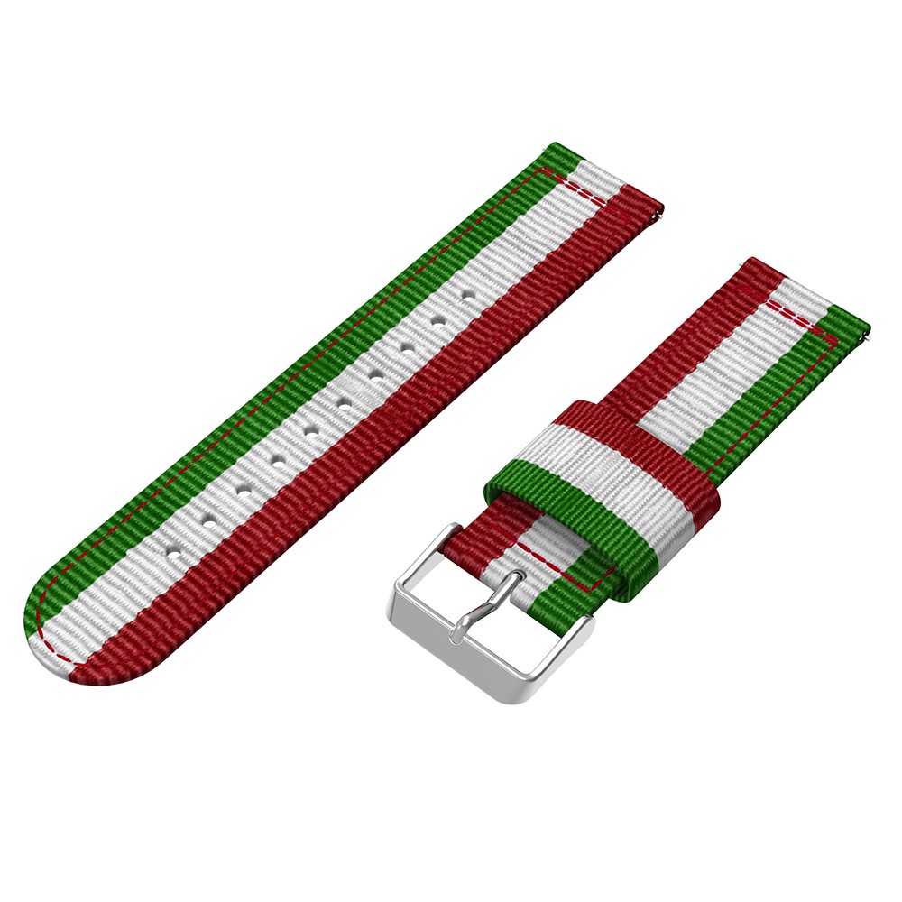  Nylon Armband Med Vertikal Design - Grön/Vit/Röd (22mm)