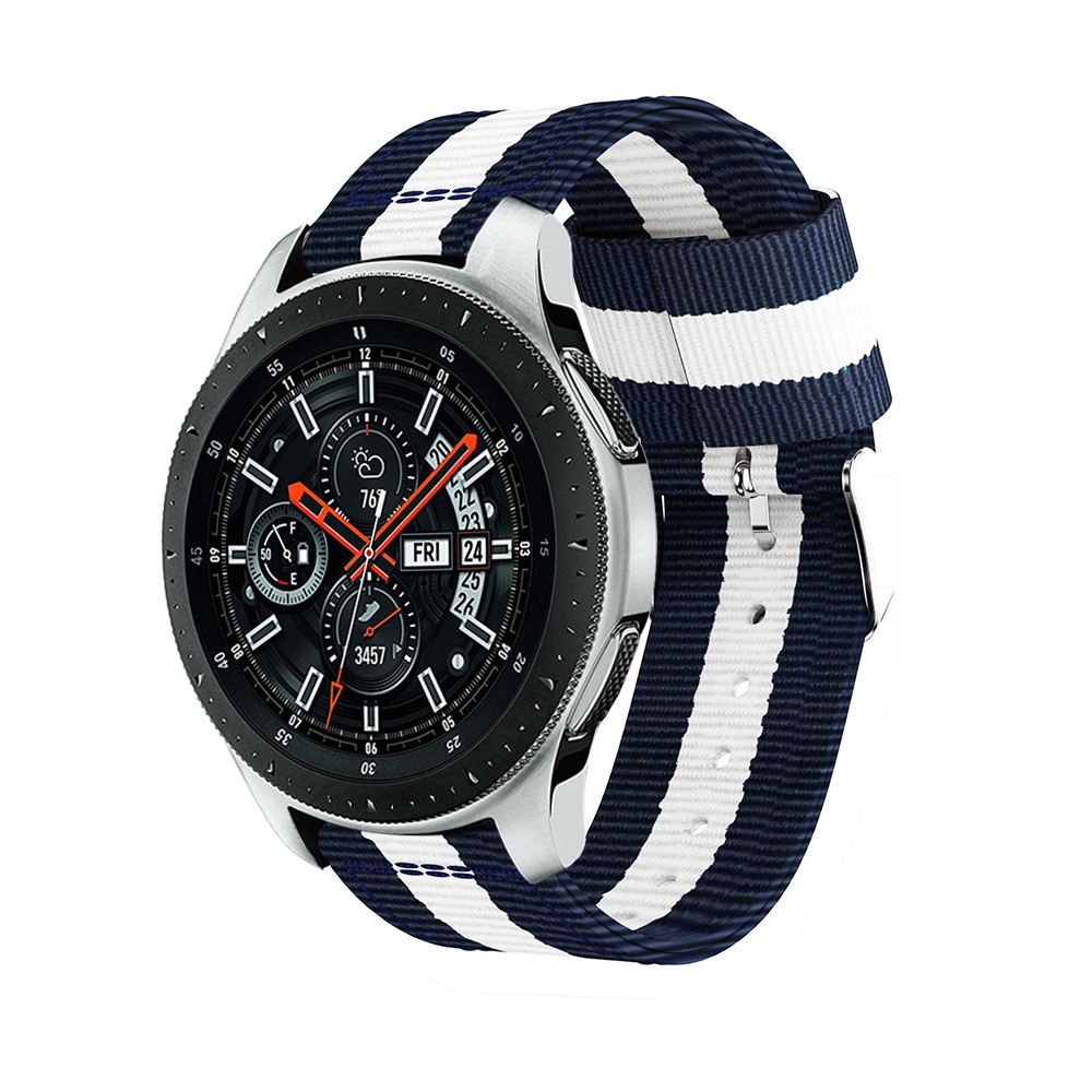  Nylon Armband Med Vertikal Design - Blå/Vit (22mm)