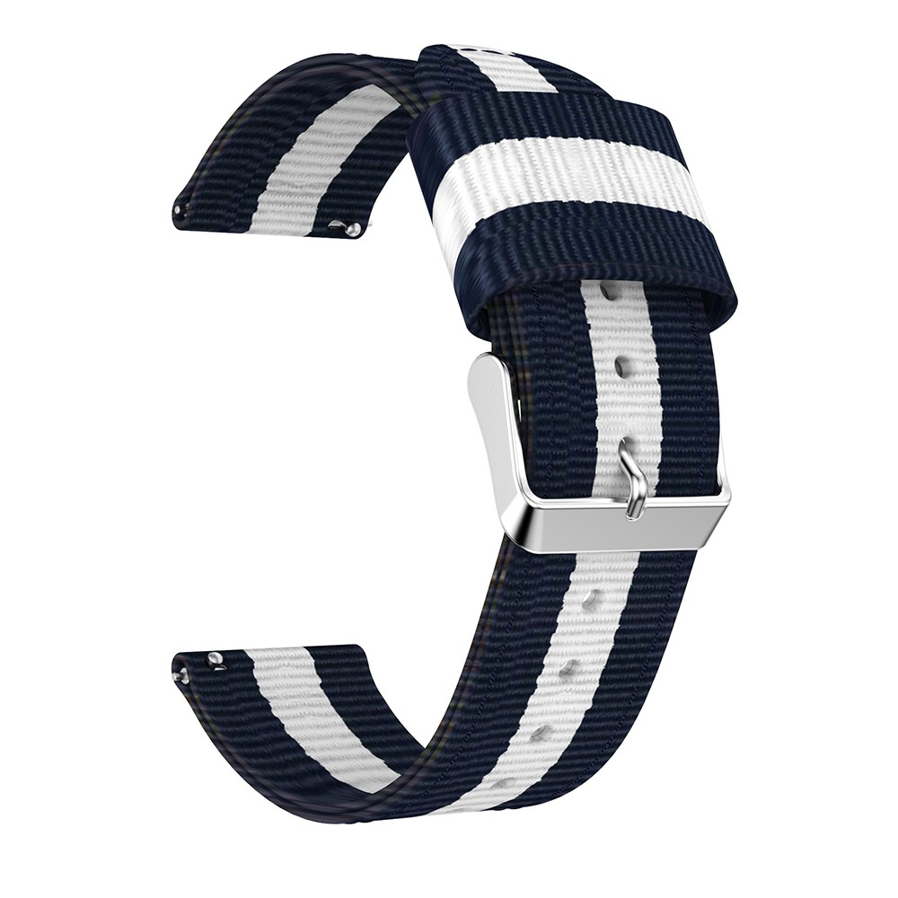  Nylon Armband Med Vertikal Design - Blå/Vit (22mm)