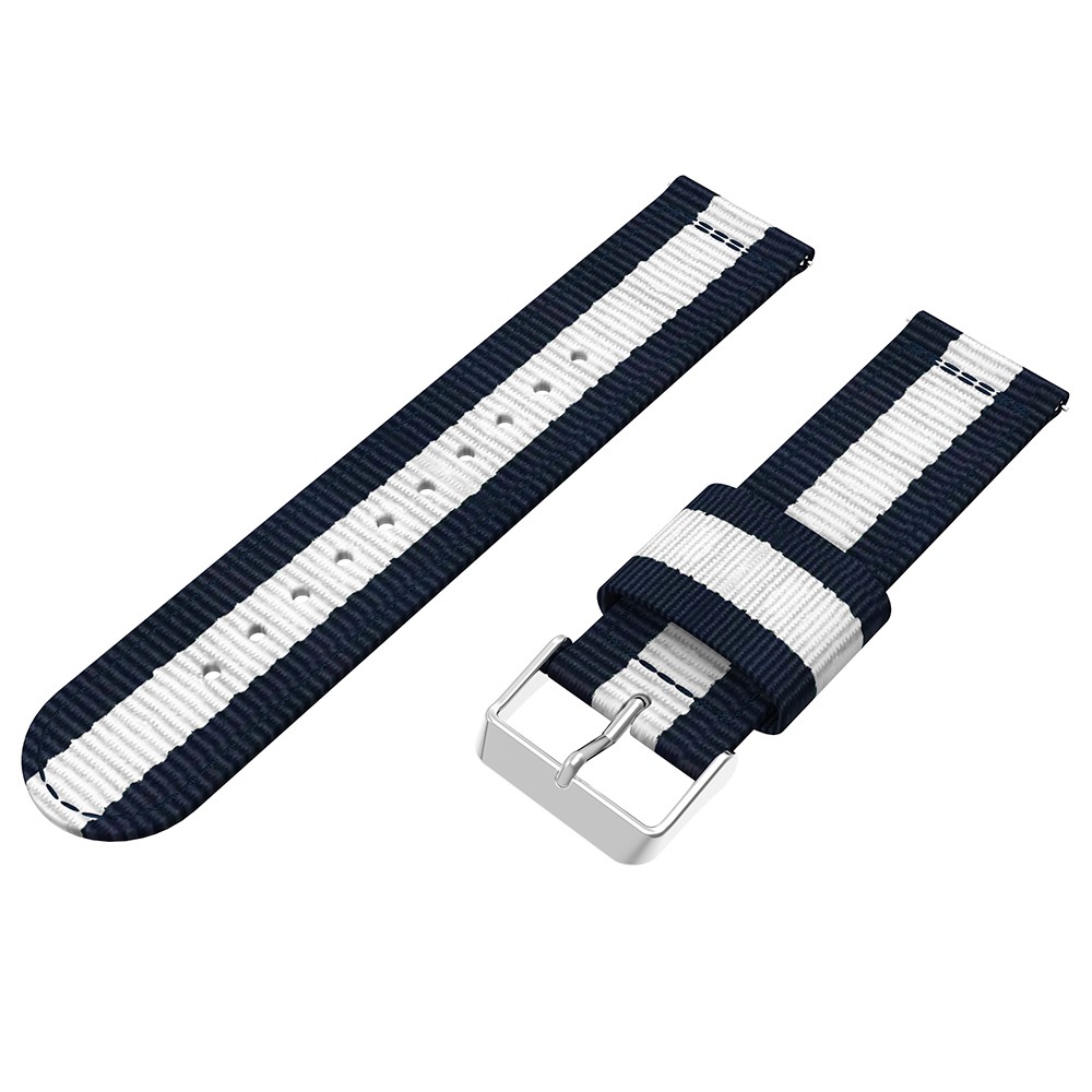  Nylon Armband Med Vertikal Design - Blå/Vit (22mm)