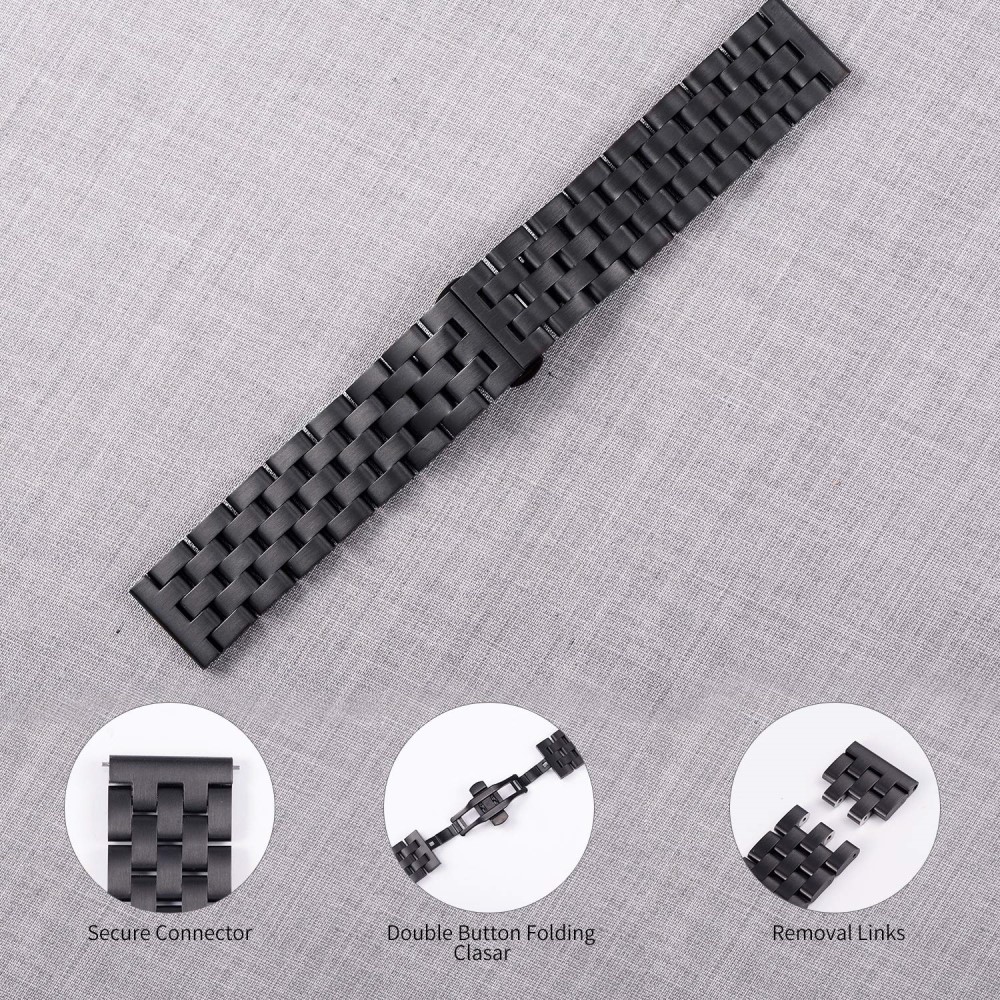  Lyxigt Metallarmband I Rostfritt Stål - Svart (22mm)