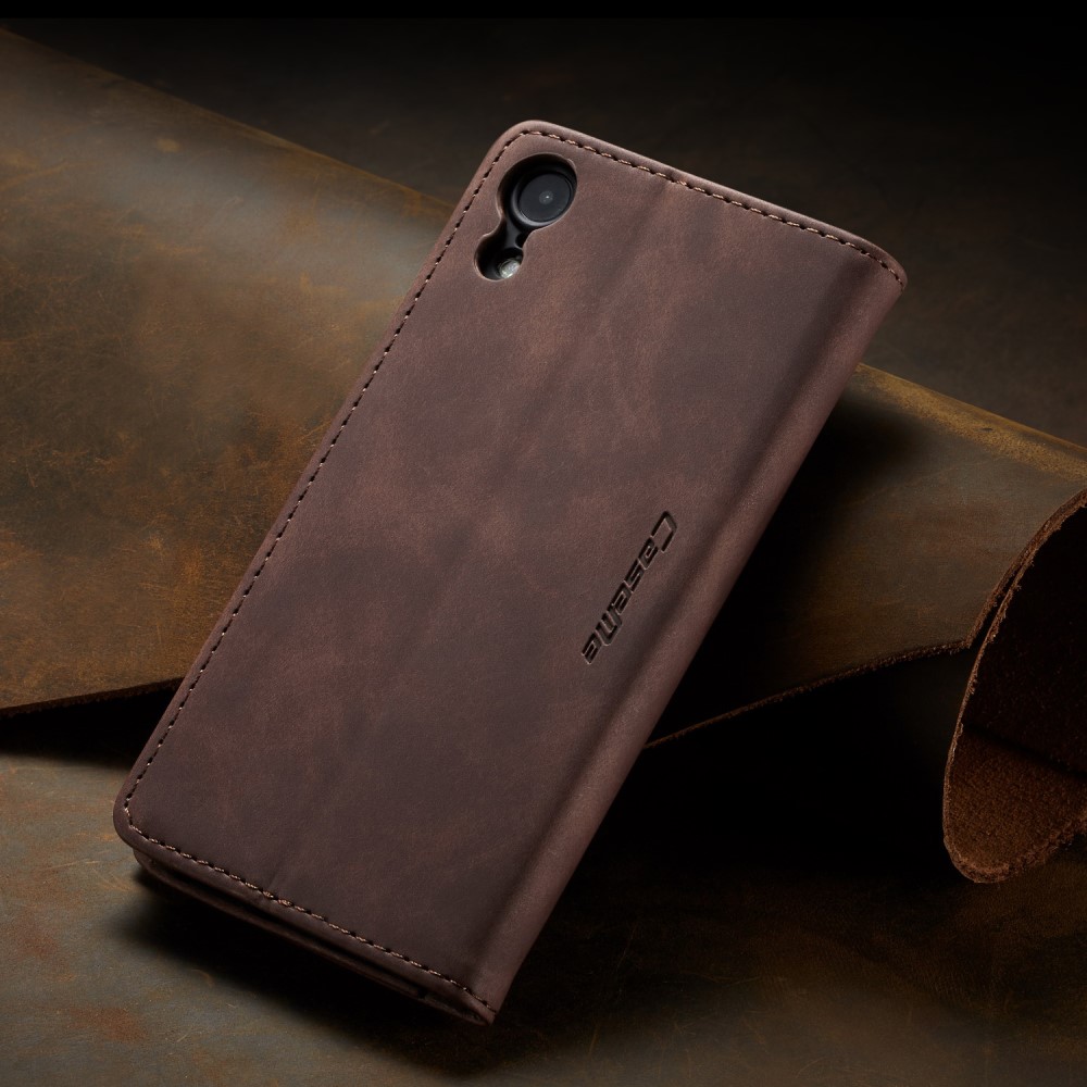 CASEME iPhone XR - CASEME Retro Plånboksfodral - Mörk Brun