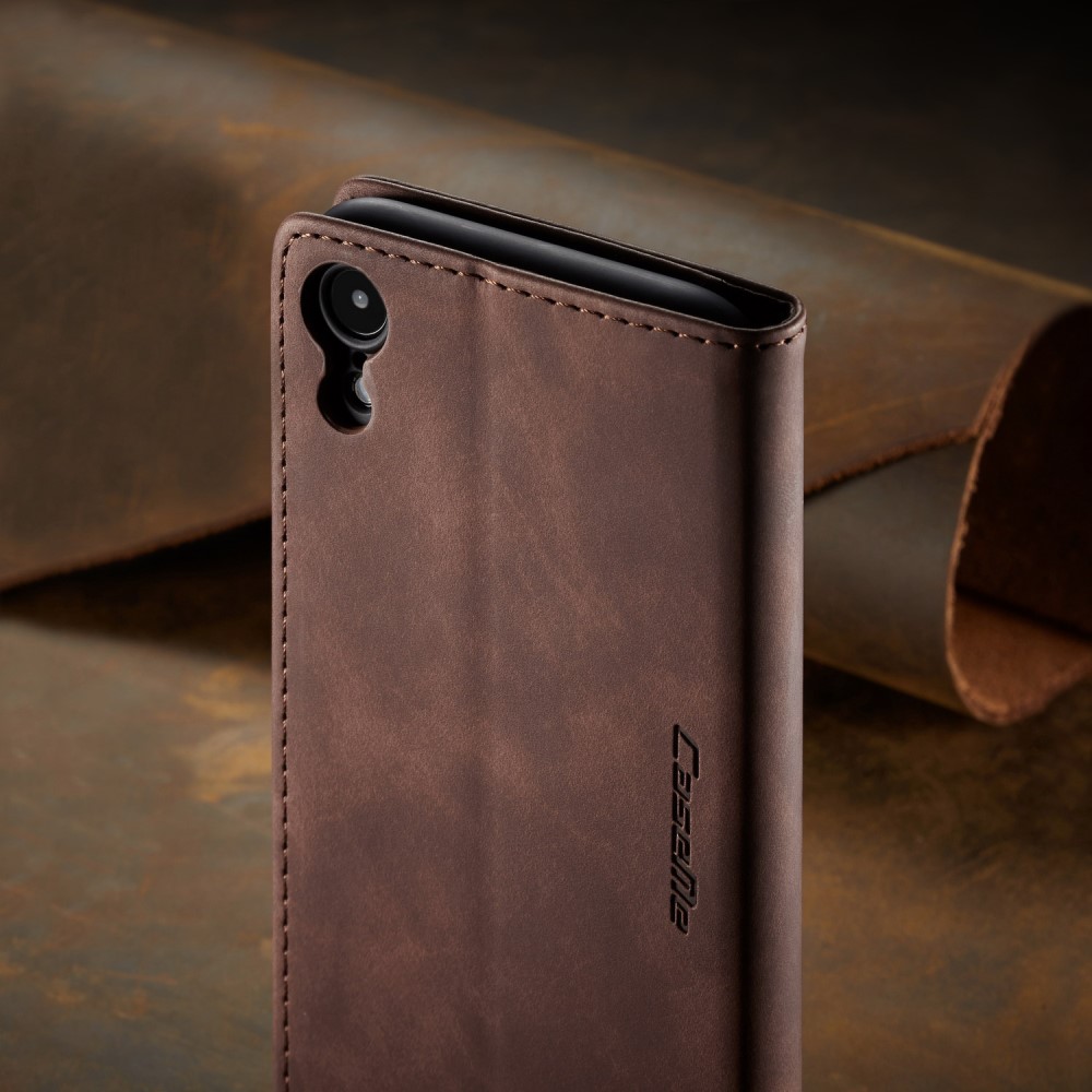 CASEME iPhone XR - CASEME Retro Plånboksfodral - Mörk Brun