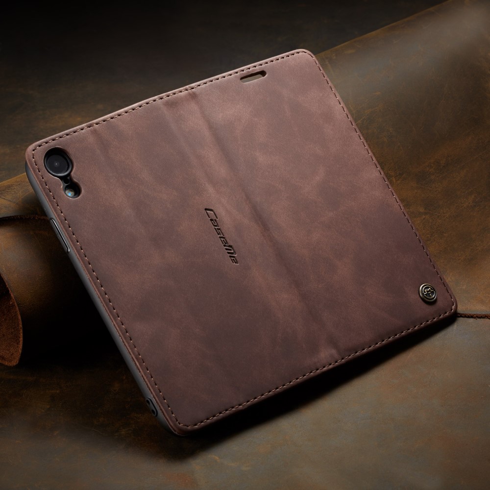 CASEME iPhone XR - CASEME Retro Plånboksfodral - Mörk Brun