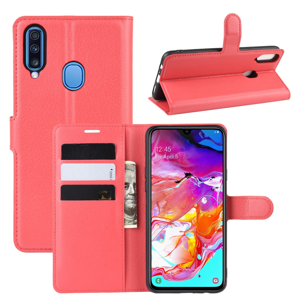  Samsung Galaxy A20s - Litchi Plånboksfodral - Röd