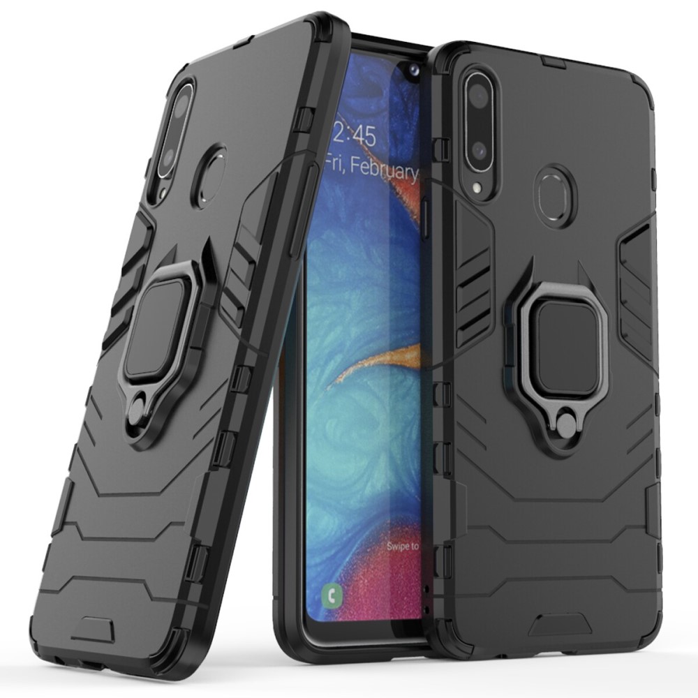  Samsung Galaxy A20s - Hybrid Ring Skal - Svart