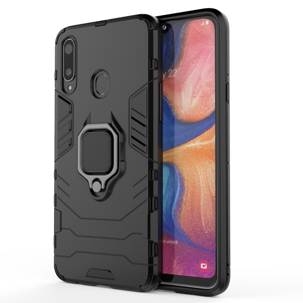  Samsung Galaxy A20s - Hybrid Ring Skal - Svart