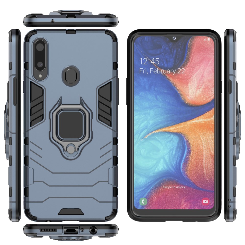  Samsung Galaxy A20s - Hybrid Ring Skal - Navy Blue