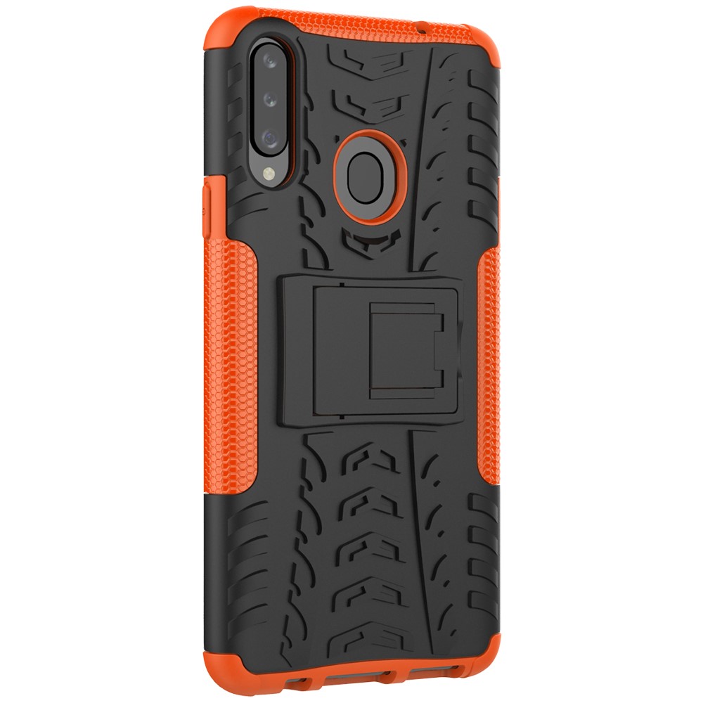  Samsung Galaxy A20s - Ultimata Stöttåliga Skalet med Stöd - Orange