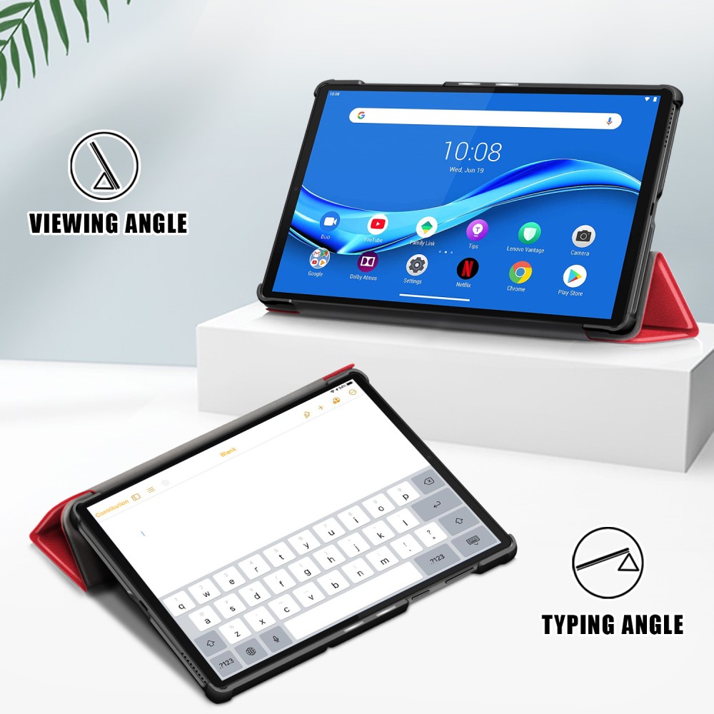  Lenovo Tab M10 Plus (2nd Gen) Tri-Fold Fodral Röd
