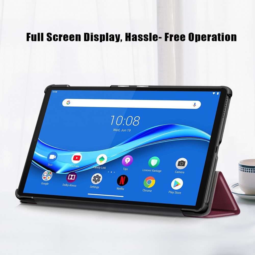  Lenovo Tab M10 Plus (2nd Gen) Tri-Fold Fodral Vinröd
