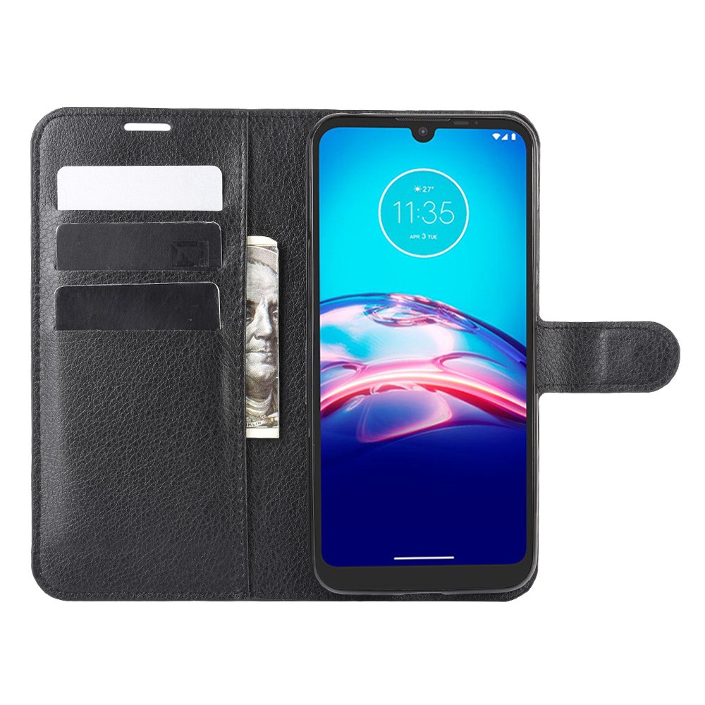  Motorola Moto E6s (2020) - Litchi Plånboksfodral - Svart