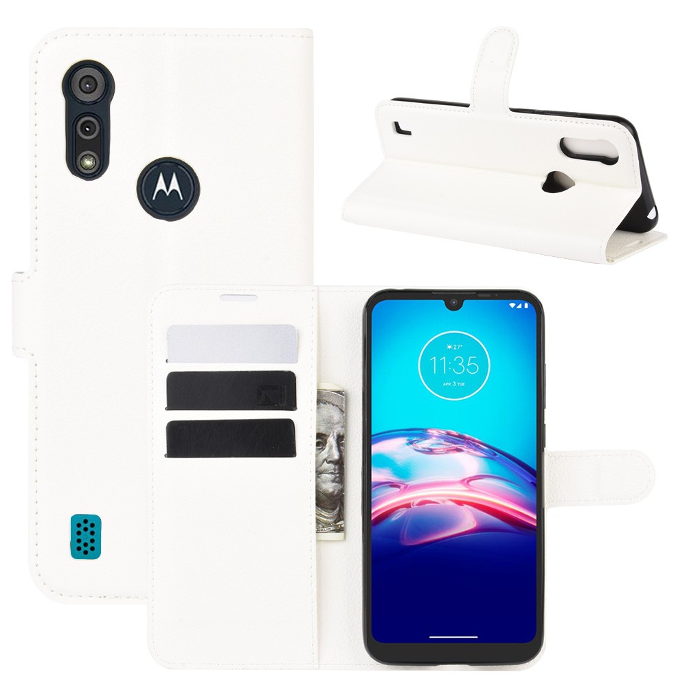  Motorola Moto E6s (2020) - Litchi Plånboksfodral - Vit