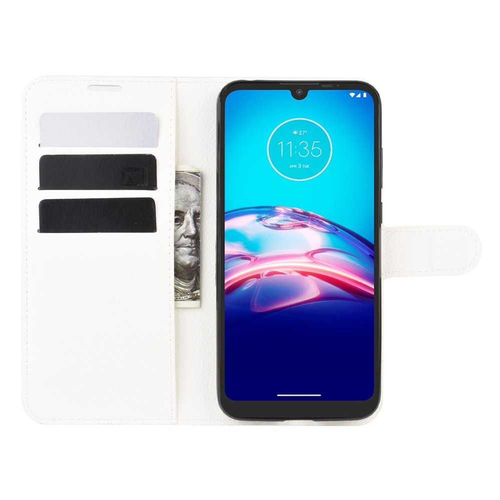  Motorola Moto E6s (2020) - Litchi Plånboksfodral - Vit