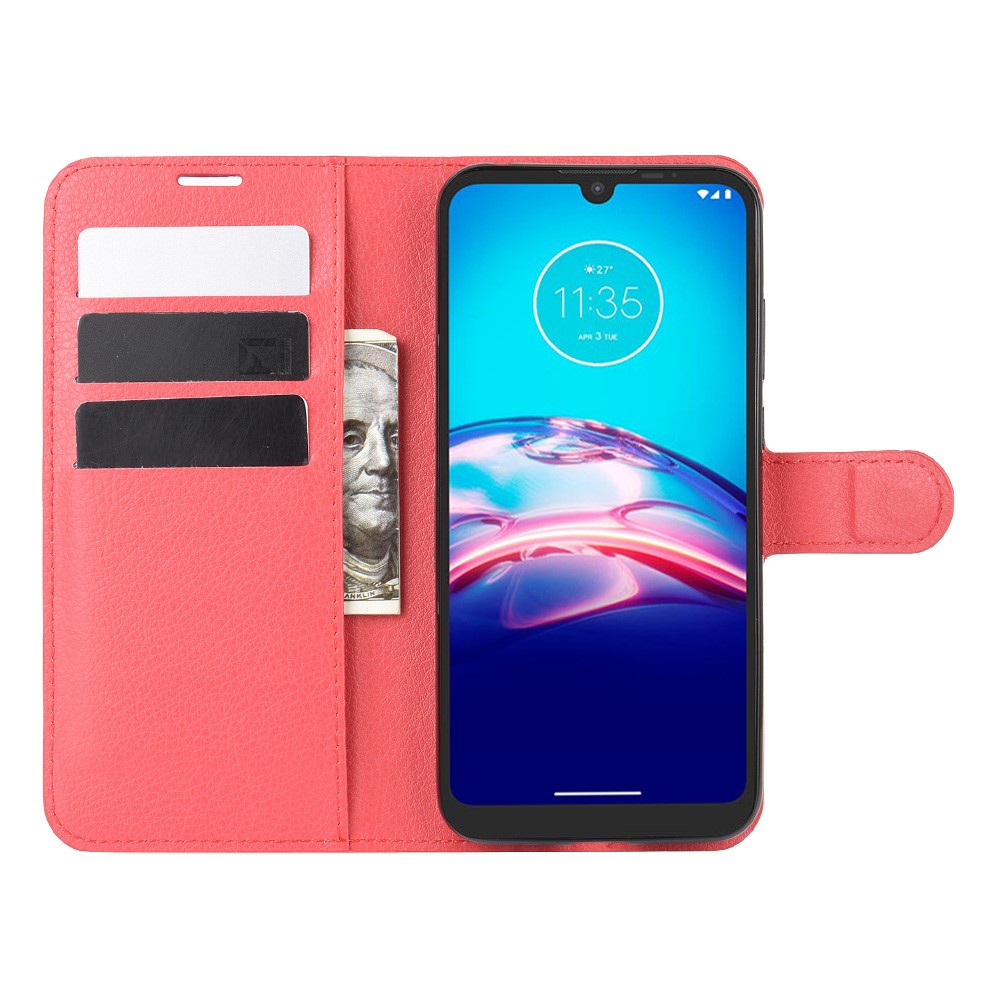  Motorola Moto E6s (2020) - Litchi Plånboksfodral - Röd