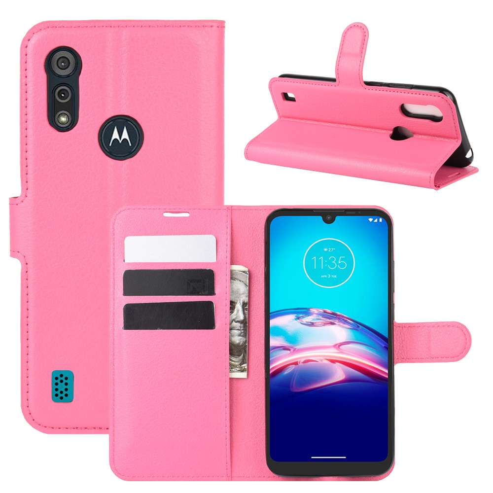 Motorola Moto E6s (2020) - Litchi Plånboksfodral - Rosa