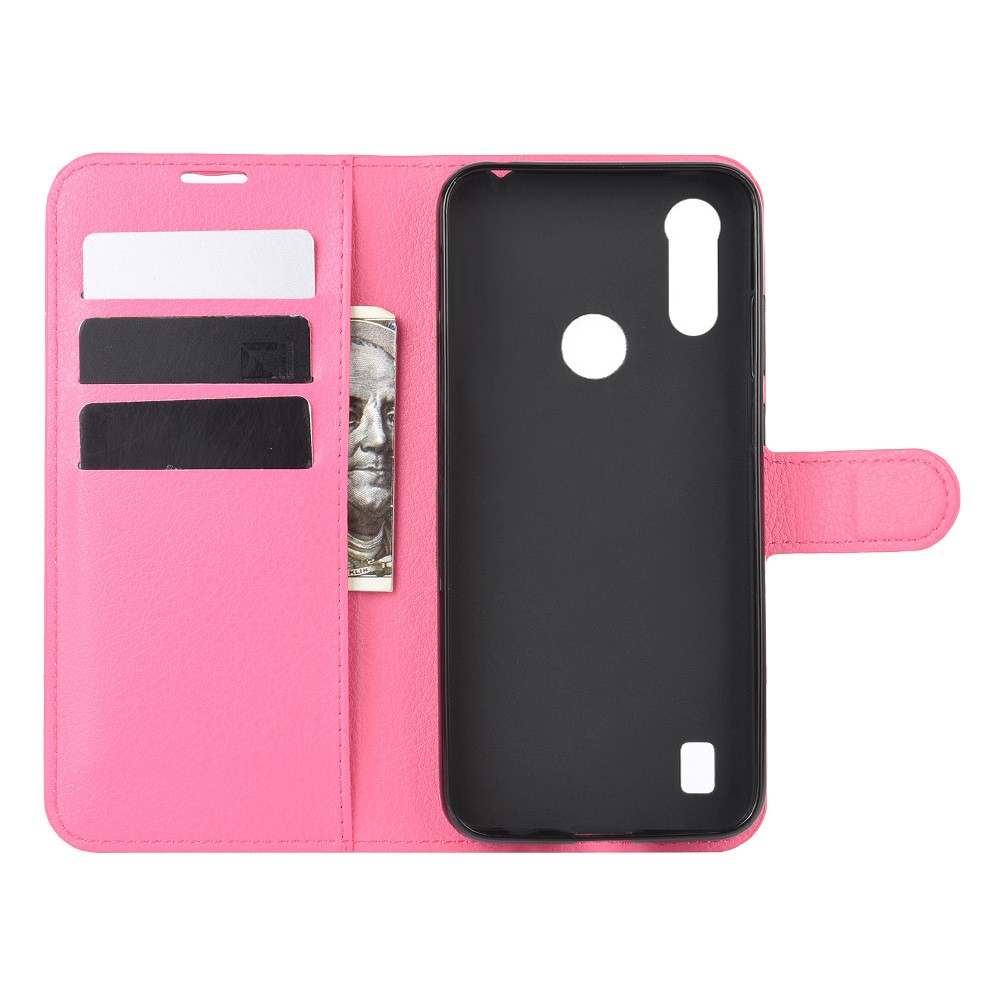  Motorola Moto E6s (2020) - Litchi Plånboksfodral - Rosa