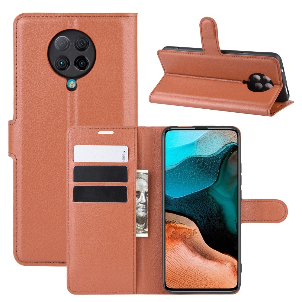  Xiaomi Poco F2 Pro - Litchi Plånboksfodral - Brun