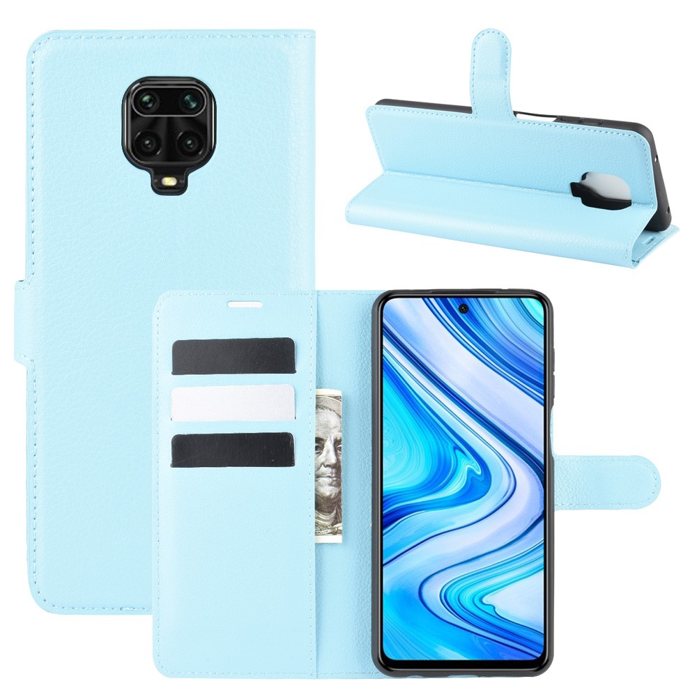  Xiaomi Redmi Note 9 Pro/Note 9S - Litchi Plånboksfodral - Ljus Blå