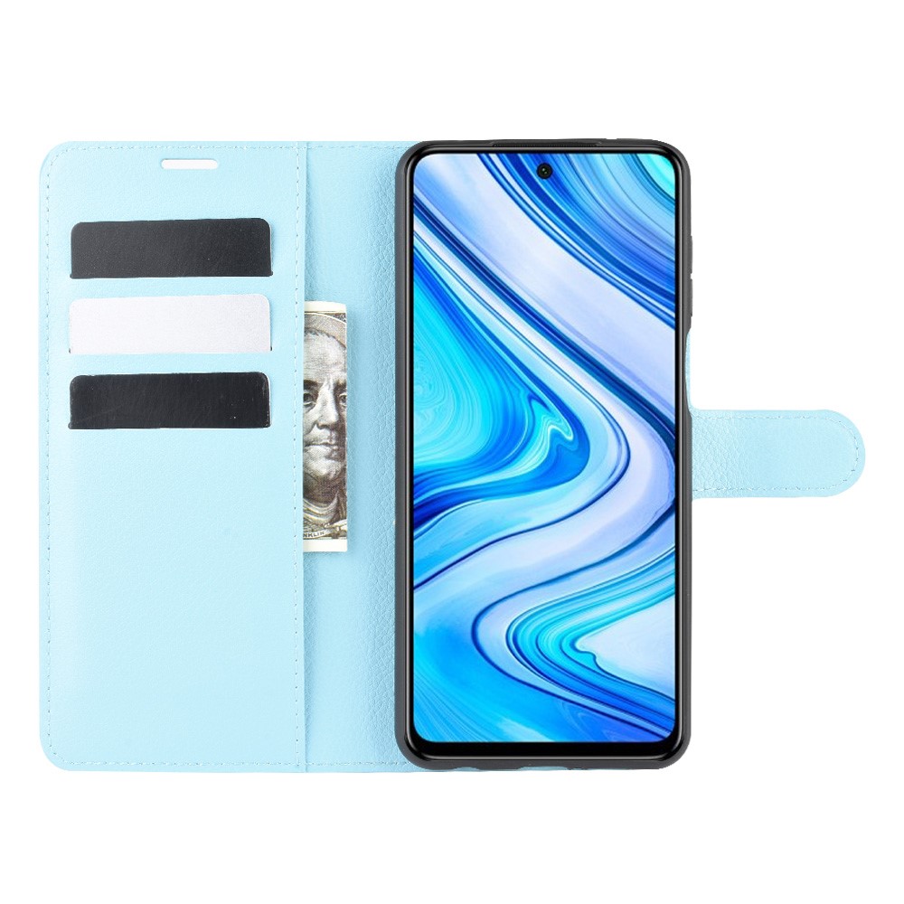 Xiaomi Redmi Note 9 Pro/Note 9S - Litchi Plånboksfodral - Ljus Blå