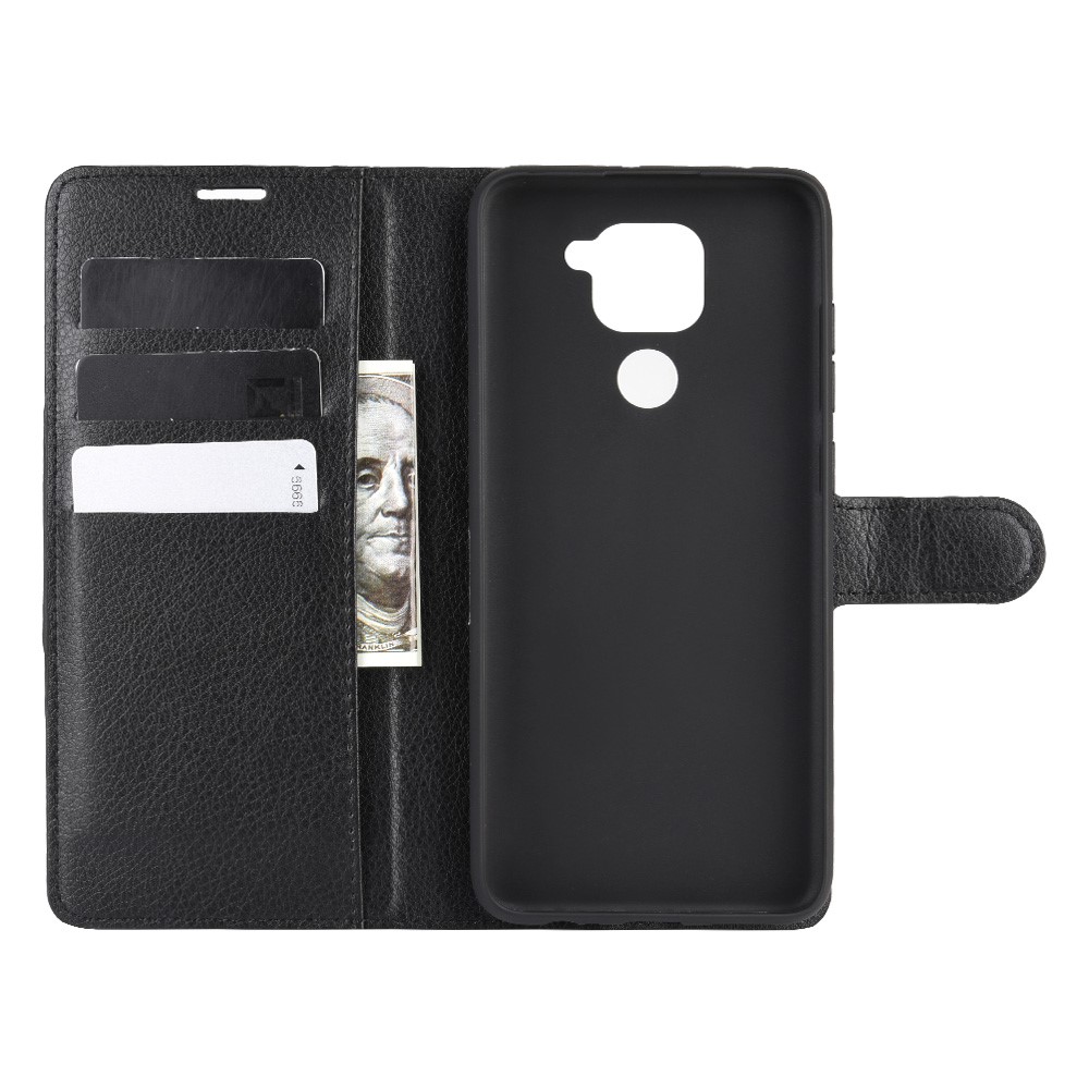  Xiaomi Redmi Note 9 - Litchi Plånboksfodral - Svart