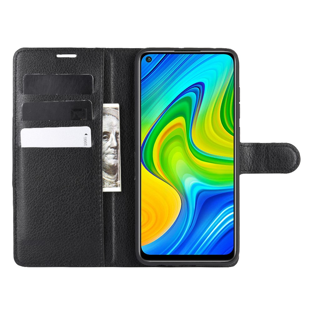  Xiaomi Redmi Note 9 - Litchi Plånboksfodral - Svart