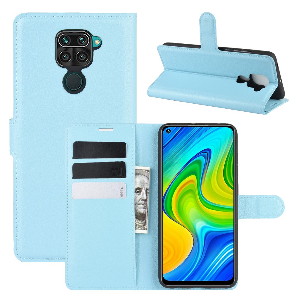  Xiaomi Redmi Note 9 - Litchi Plånboksfodral - Ljus Blå