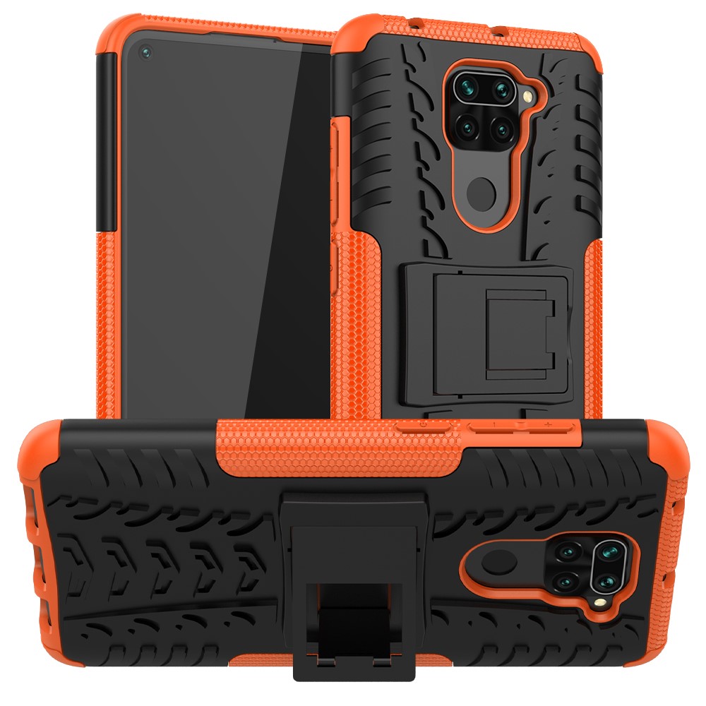  Xiaomi Redmi Note 9 - Ultimata Stöttåliga Skalet med Stöd - Orange