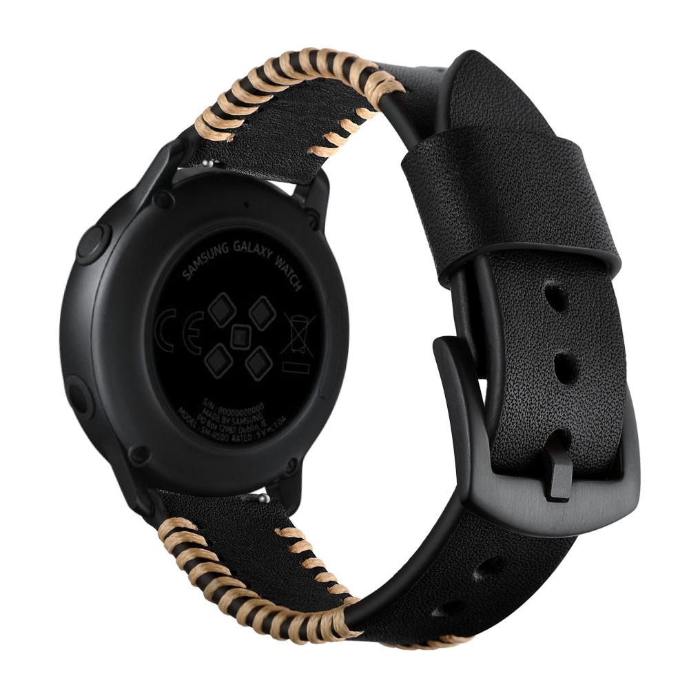  Äkta Läder Armband Vävd För Smartwatch - Svart (20 mm)