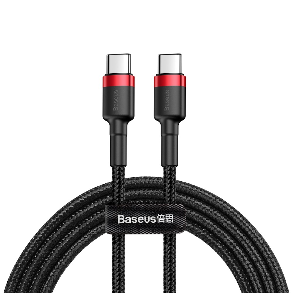 BASEUS BASEUS 60W 2m Type-C PD Flätad Nylon Kabel - Svart/Röd