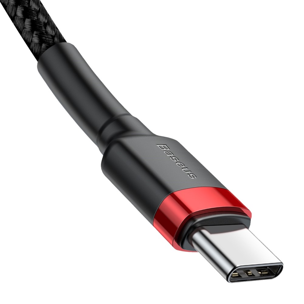 BASEUS BASEUS 60W 2m Type-C PD Flätad Nylon Kabel - Svart/Röd