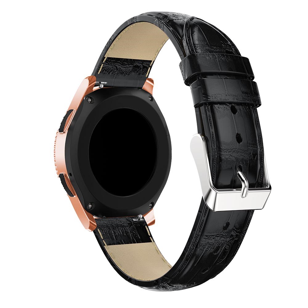  Äkta Läder Armband Krokodil Textur (20mm) - Svart