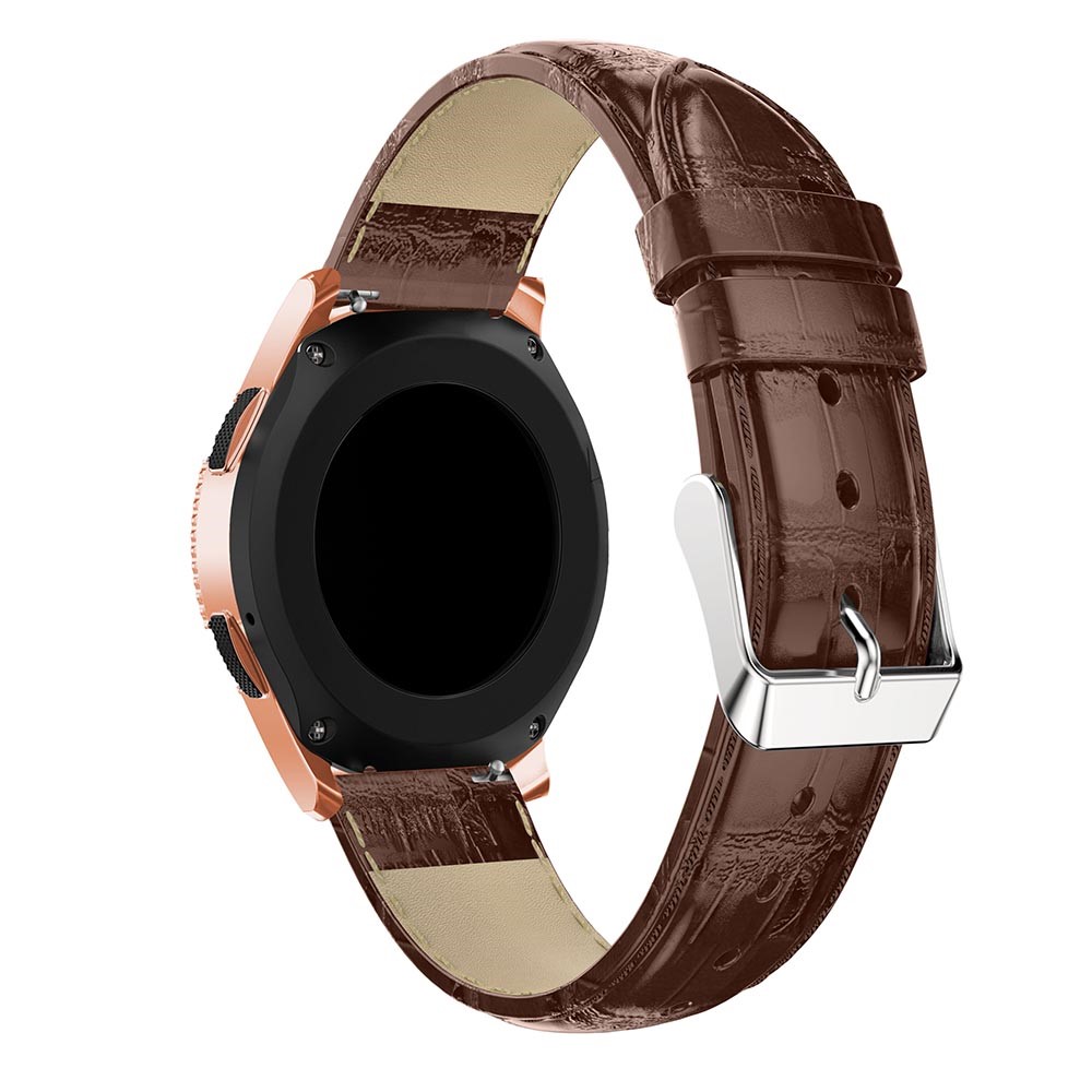  Äkta Läder Armband Krokodil Textur (20mm) - Brun