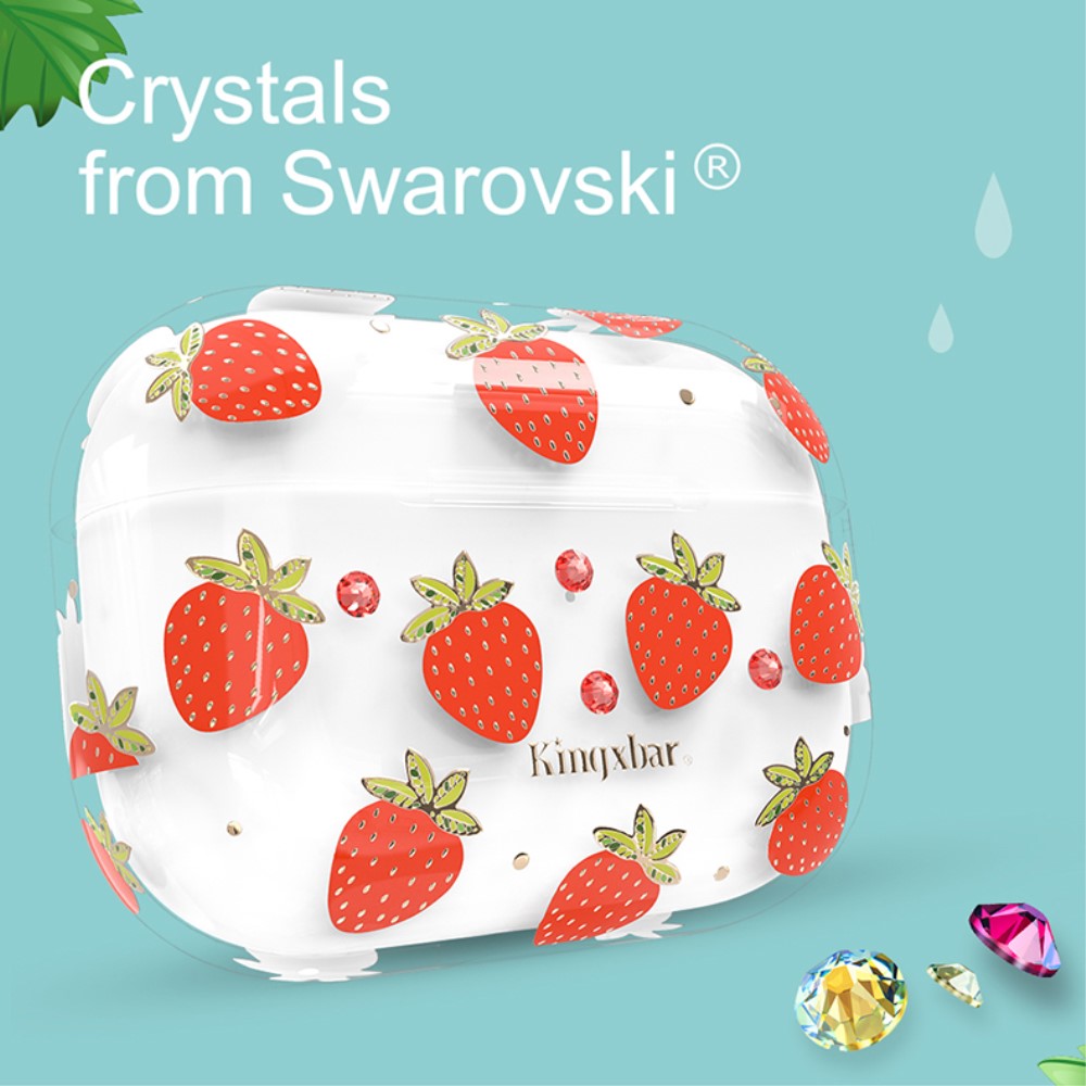 KINGXBAR AirPods Pro - KINGXBAR Swarovski Dekor Skal - Jordgubbar