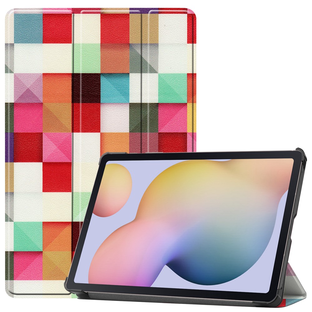  Samsung Galaxy Tab S7 / Tab S8 - Tri-Fold Fodral - Färgade Fyrkanter