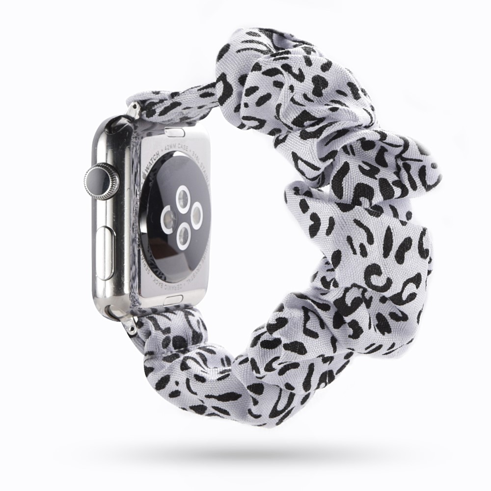  Scrunchie White Leopard Armband Apple Watch 42/41/40/38 mm