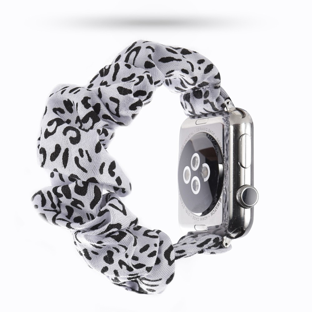  Scrunchie White Leopard Armband Apple Watch 42/41/40/38 mm
