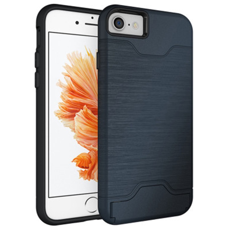  iPhone 7/8 Skal Med Kortfack Och Stöd - Mörk Blå