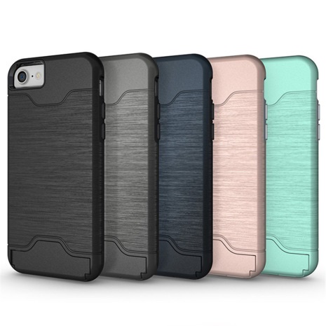  iPhone 7/8 Skal Med Kortfack Och Stöd - Mint Grön