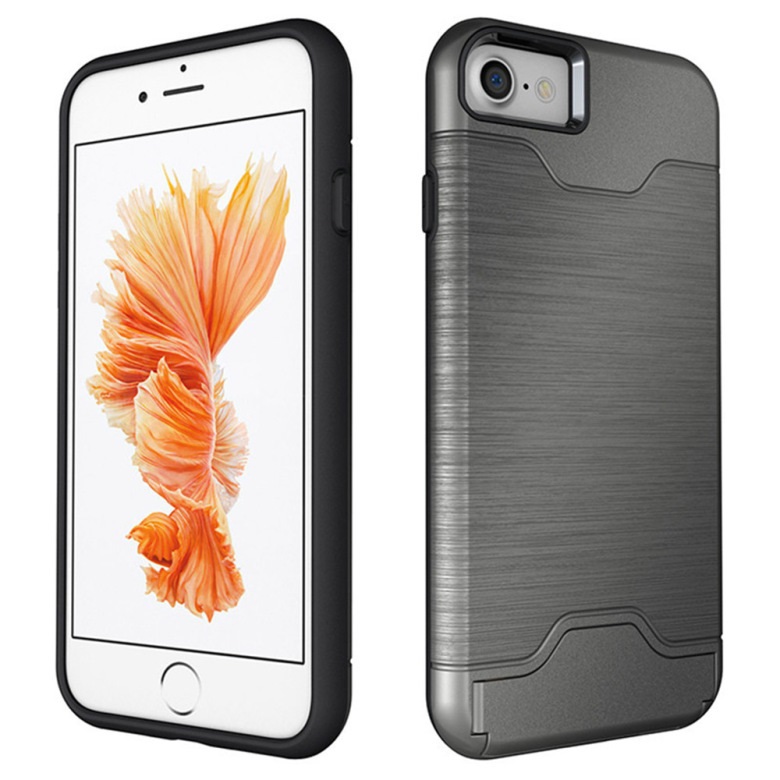  iPhone 7/8 Plus Skal Med Kortfack Och Stöd - Grå