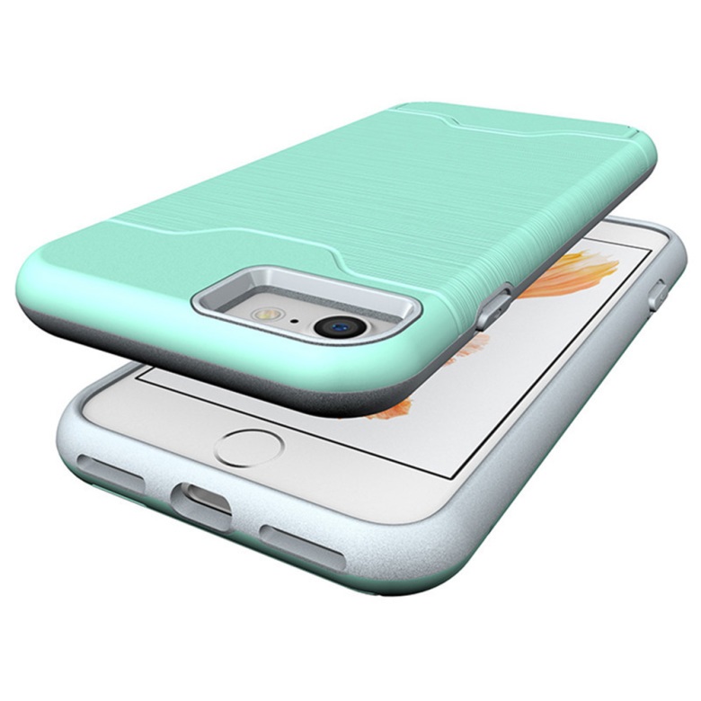  iPhone 7/8 Skal Med Kortfack Och Stöd - Mint Grön
