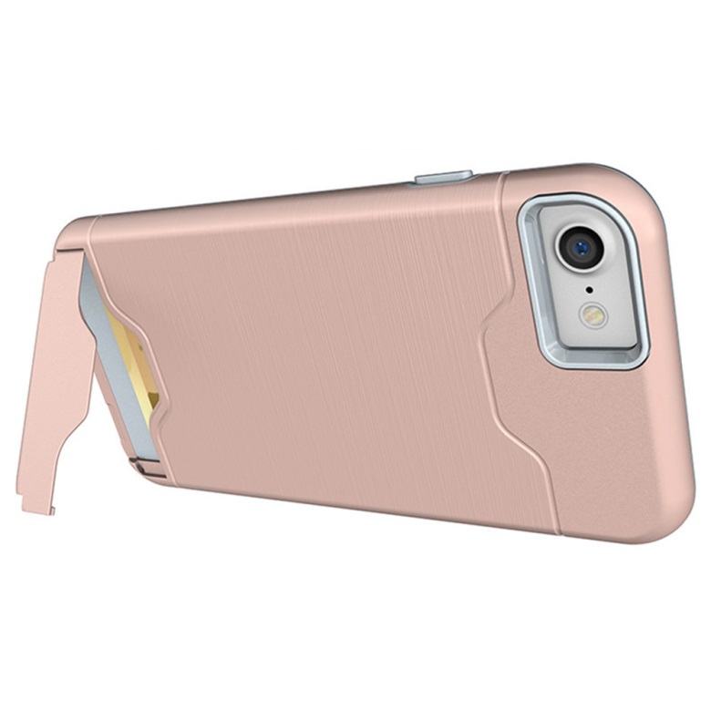  iPhone 7/8 Skal Med Kortfack Och Stöd - Roséguld