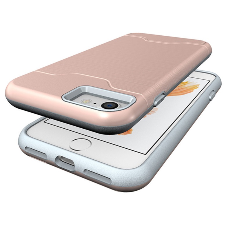  iPhone 7/8 Skal Med Kortfack Och Stöd - Roséguld