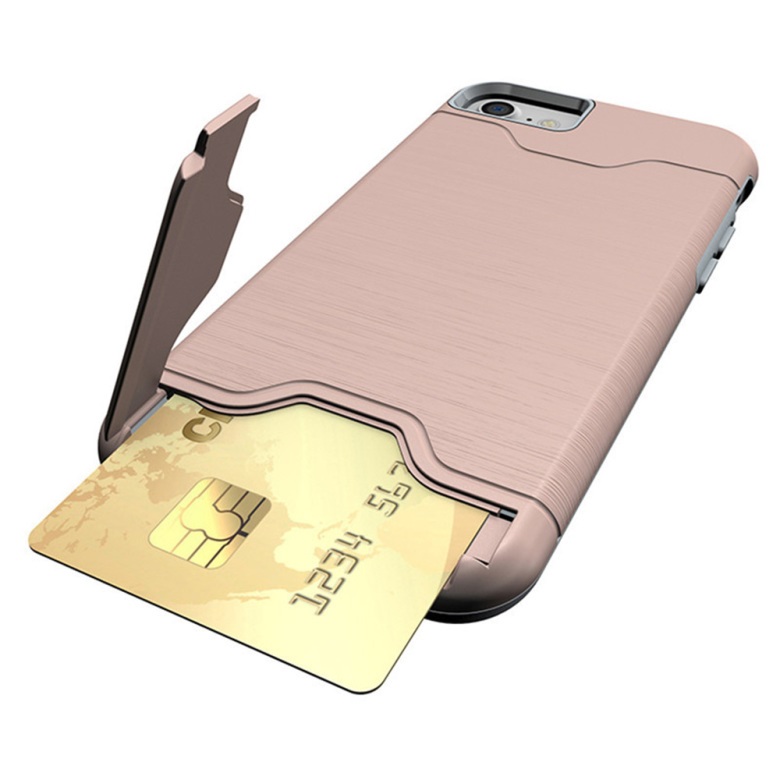  iPhone 7/8 Skal Med Kortfack Och Stöd - Roséguld