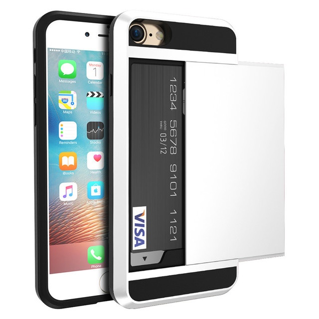  iPhone 6/6s Skal Hybrid Kortfack - Vit