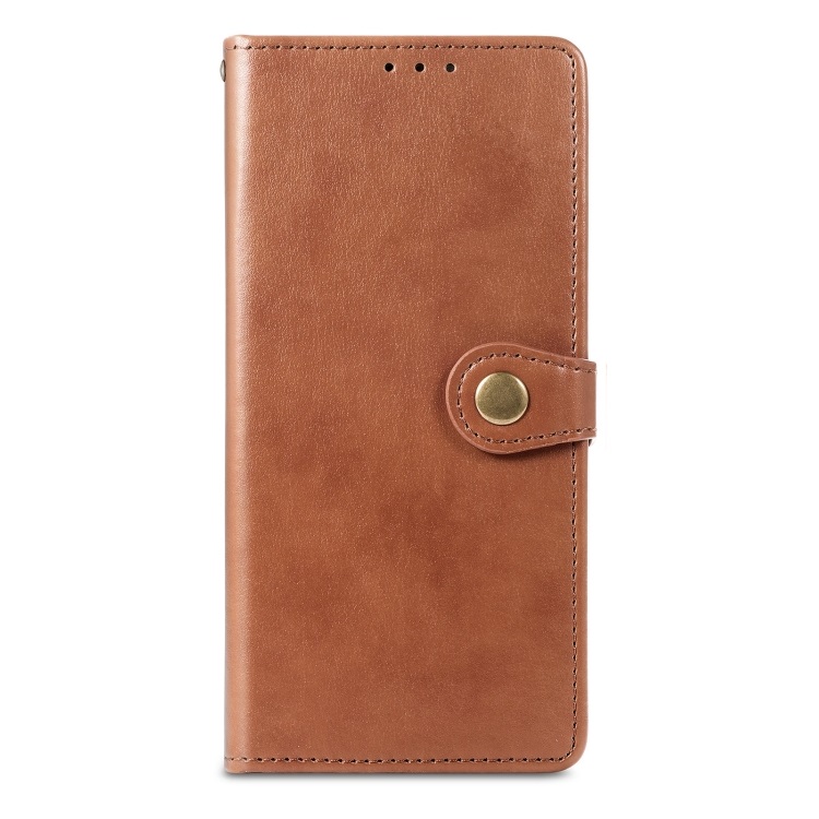  iPhone XS Max Fodral Solid Läder Magnetisk Mässing Brun