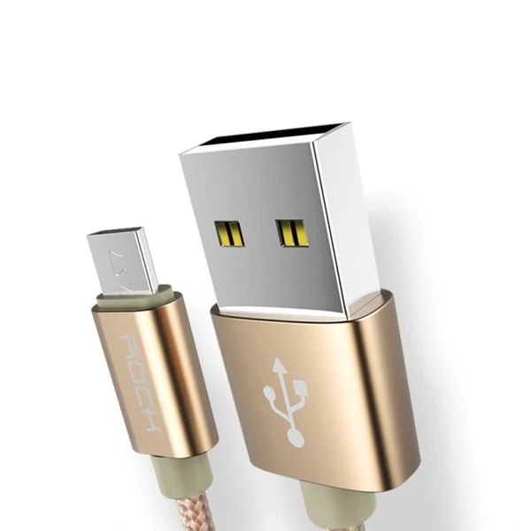 Rock ROCK 1m Micro-Usb Nylon Kabel - Guld