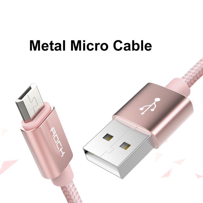 Rock ROCK 1m Micro-Usb Nylon Kabel - Roséguld