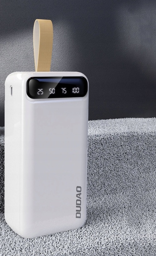 DUDAO Dudao 30000 mAh Power Bank 3x USB med LED-display - Vit